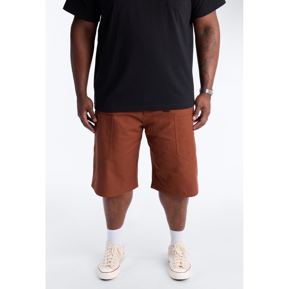 (S) Fashion Nova Men Rust Brown Canvas Cargo Utility Shorts Size 36 NWT